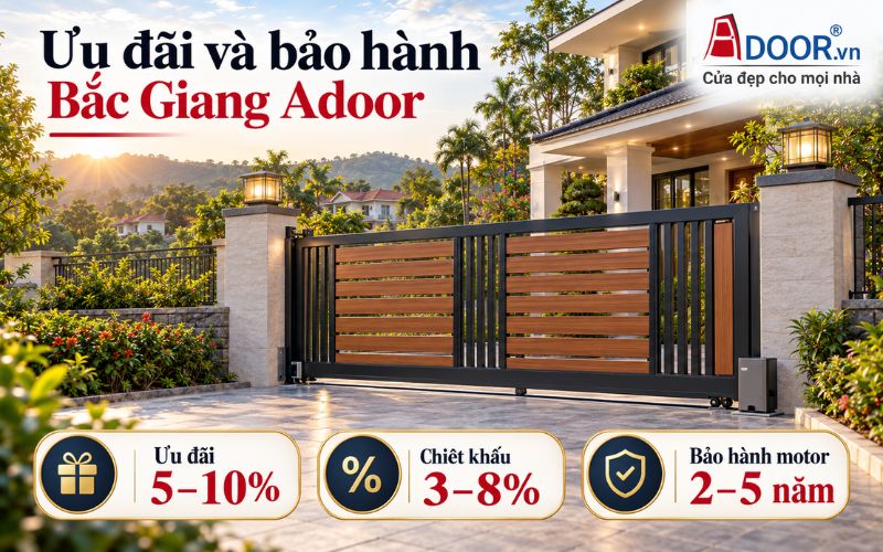 Cổng tự động tại Bắc Giang – Chính sách ưu đãi và bảo hành tham khảo Adoor