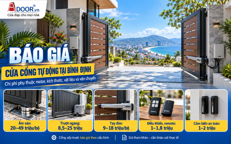 Giá cổng tự động tại Bình Định – Bảng giá tham khảo Adoor 