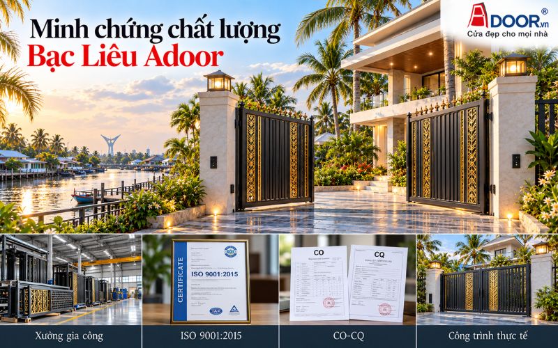 Cổng tự động tại Bạc Liêu – Năng lực gia công và hồ sơ chất lượng Adoor