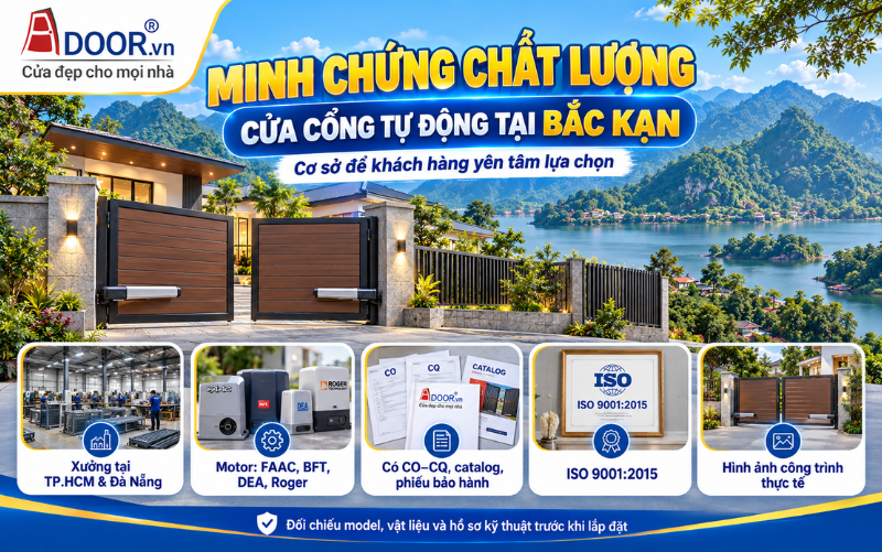 Cổng tự động tại Bắc Kạn – Xưởng gia công, chứng nhận ISO 9001:2015, CO-CQ và mẫu công trình Cổng tự động tại Bắc Kạn – Xưởng gia công, chứng nhận ISO 9001:2015, CO-CQ và mẫu công trình