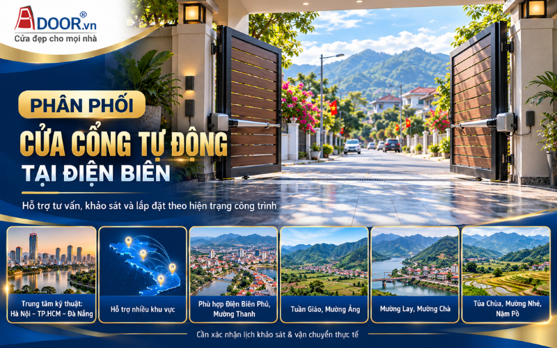 Giá cổng tự động tại Điện Biên – Hoạt động phân phối và lắp đặt Adoor