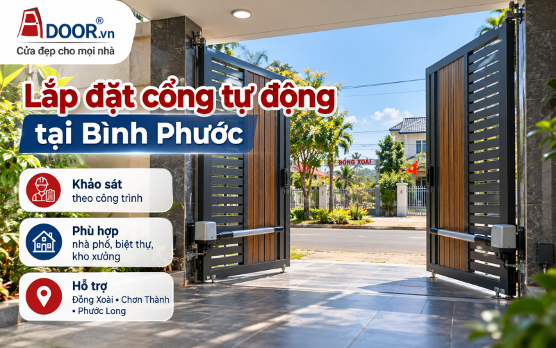 Cửa cổng tự động tại Bình Phước – Phân phối, vận chuyển và lắp đặt Adoor
