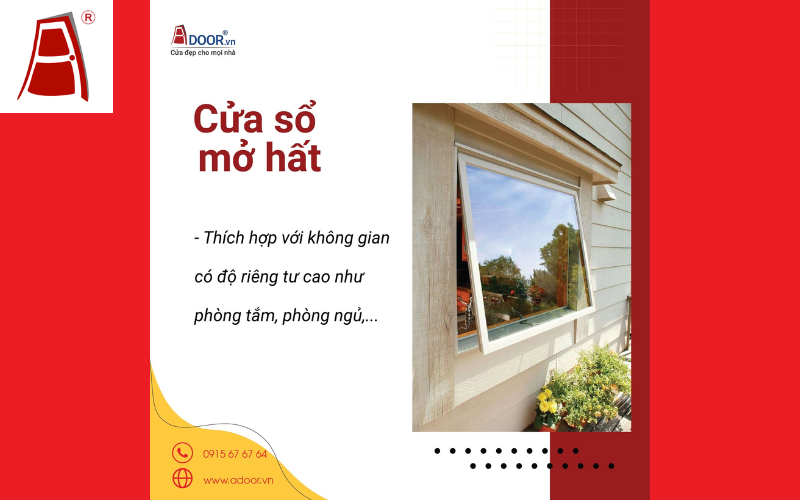 Cửa sổ nhôm Xingfa mở hất Ninh Thuận