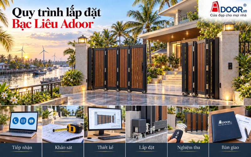Cổng tự động tại Bạc Liêu – Quy trình thi công và bàn giao cổng tự động Adoor