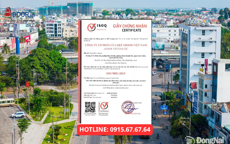 Cửa nhôm Xingfa Đồng Nai - Chứng chỉ ISO của Adoor