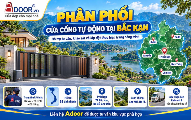 Cổng tự động tại Bắc Kạn – Hệ thống phân phối, giao hàng và lắp đặt Adoor Cổng tự động tại Bắc Kạn – Hệ thống phân phối, giao hàng và lắp đặt Adoor