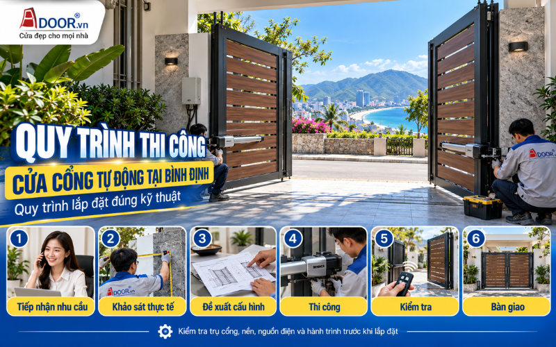 Giá cổng tự động tại Bình Định – Quy trình lắp đặt Adoor