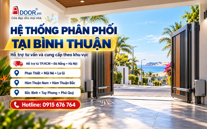 Giá cửa cổng tự động tại Bình Thuận và giải pháp phân phối, lắp đặt Adoor