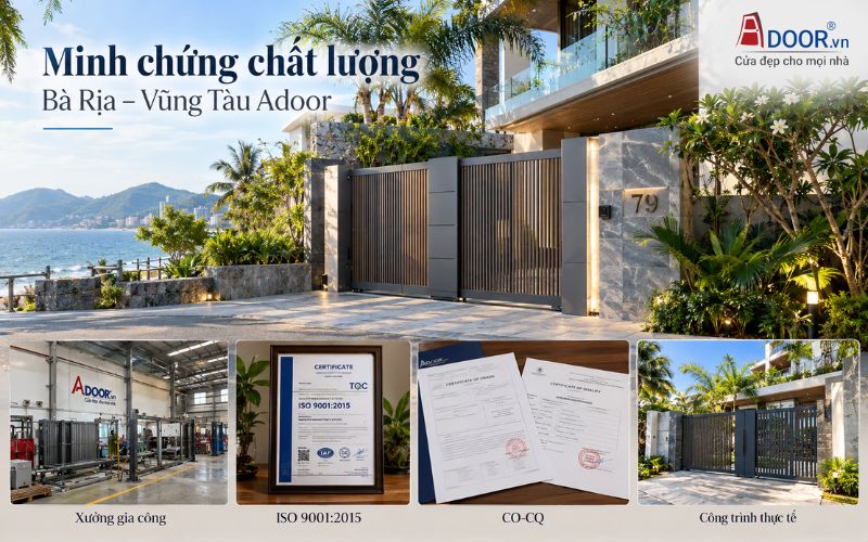 Cổng tự động tại Bà Rịa – Vũng Tàu – Năng lực gia công và hồ sơ chất lượng Adoor