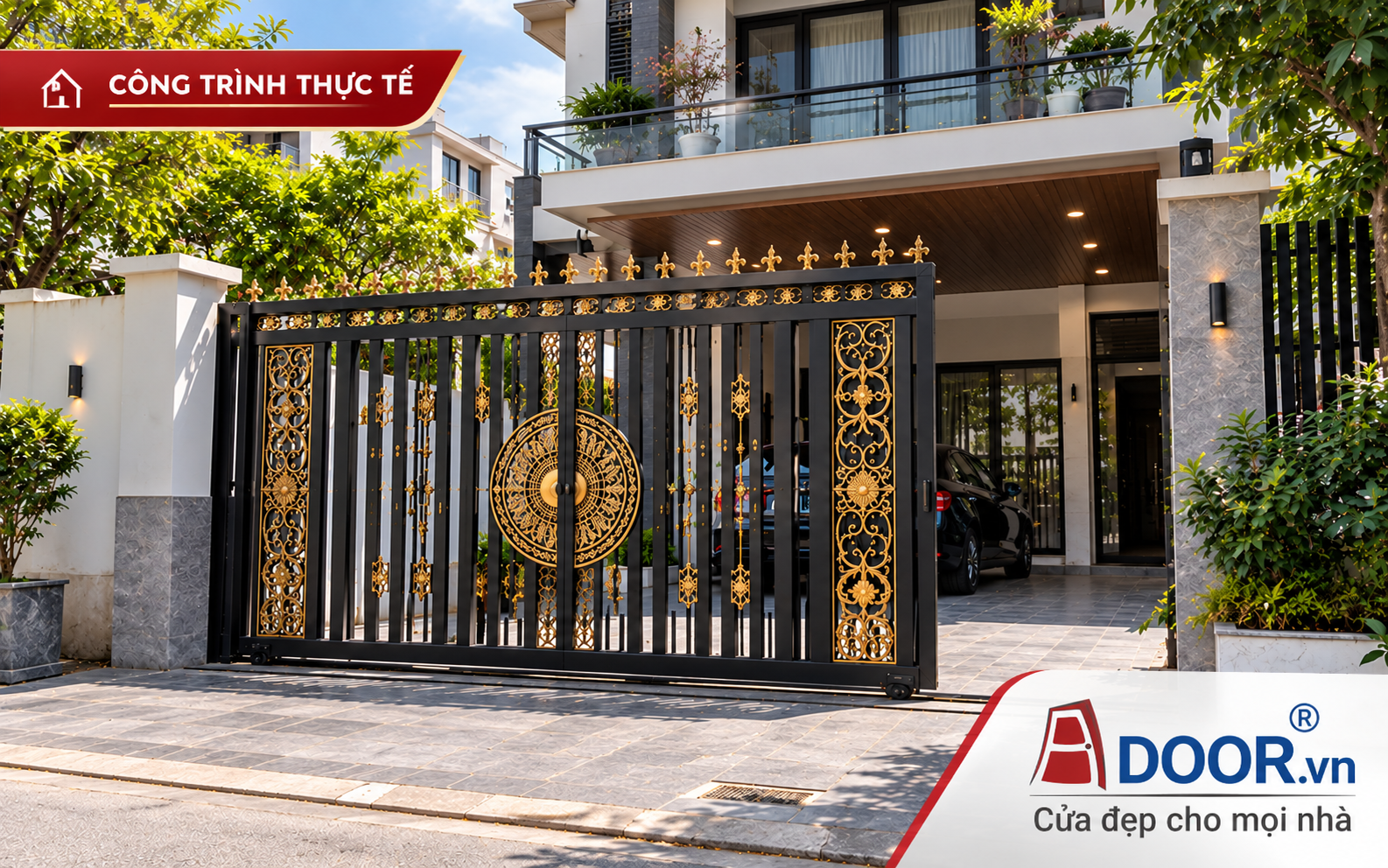 Cổng tự động tại TP Hồ Chí Minh – Mẫu cổng biệt thự sắt mỹ thuật Adoor