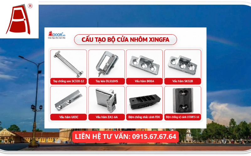 Phụ kiện trong cấu tạo cửa nhôm Xingfa