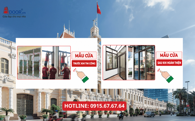 Cửa nhôm Xingfa HCM - cửa nhôm Xingfa trước và sau khi hoàn thiện