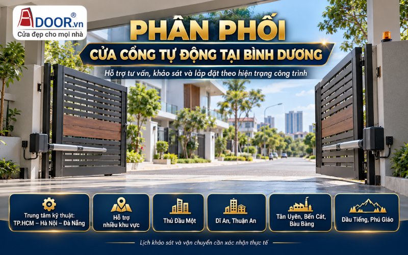Cổng tự động tại Bình Dương – Hoạt động phân phối và lắp đặt Adoor