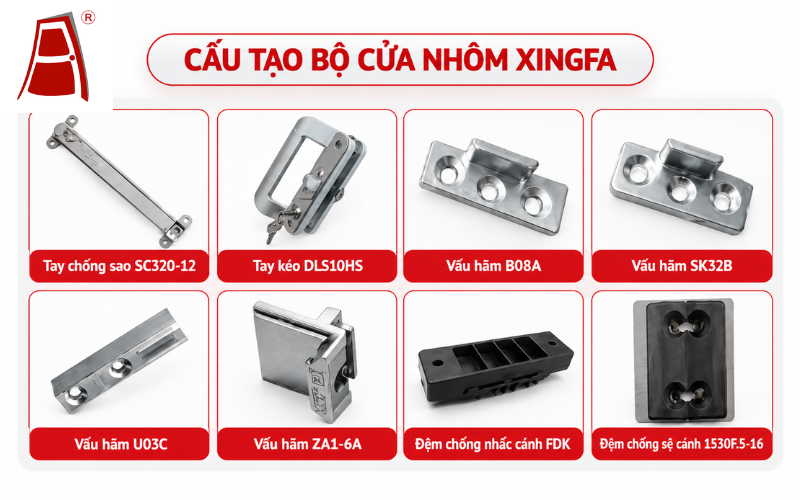 Phụ kiện cấu tạo cửa nhôm Xingfa Adoor