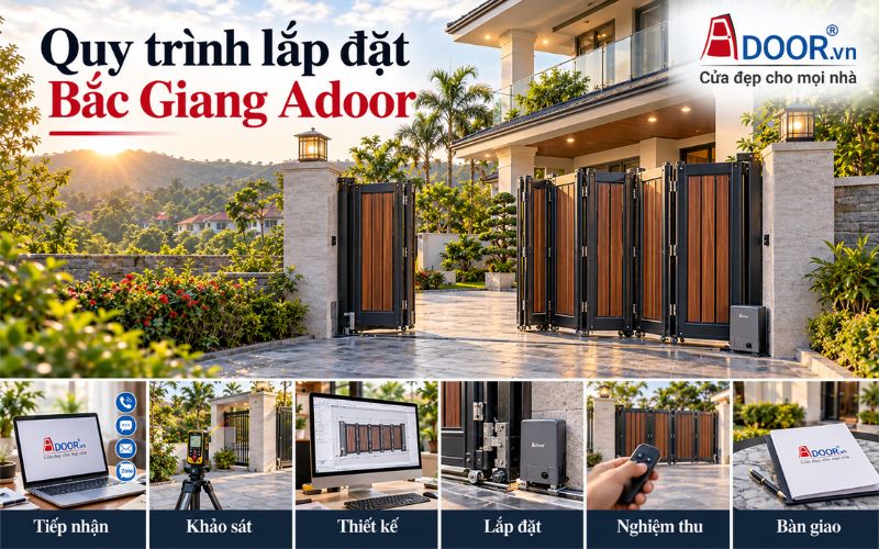 Cổng tự động tại Bắc Giang – Quy trình thi công và bàn giao cổng tự động Adoor