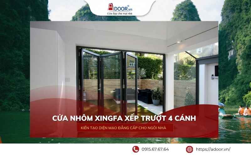 Cửa nhôm Xingfa Ninh Bình - Cửa đi xếp trượt hiện đại, mở rộng không gian sử dụng. cửa đi xếp trượt Adoor