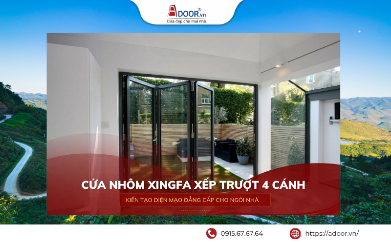Cửa nhôm Xingfa Hà Tĩnh - Cửa xếp trượt hiện đại, tối ưu không gian sử dụng. Cửa nhôm Xingfa Hà Tĩnh cửa xếp trượt Adoor