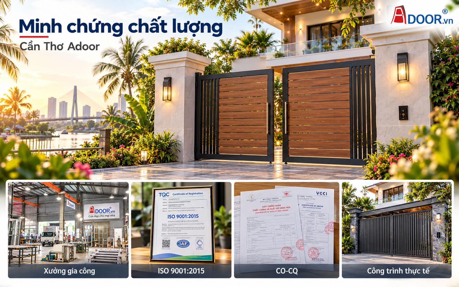 Cổng tự động tại An Giang – Năng lực gia công và hồ sơ chất lượng Adoor