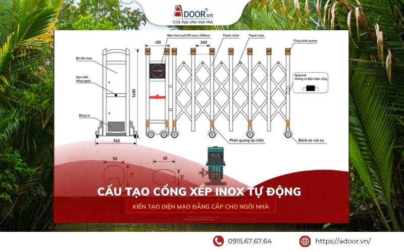 Cấu tạo cổng xếp inox tự động