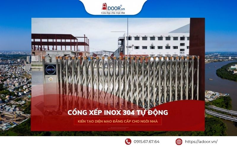 Cổng xếp tự động inox 304 
