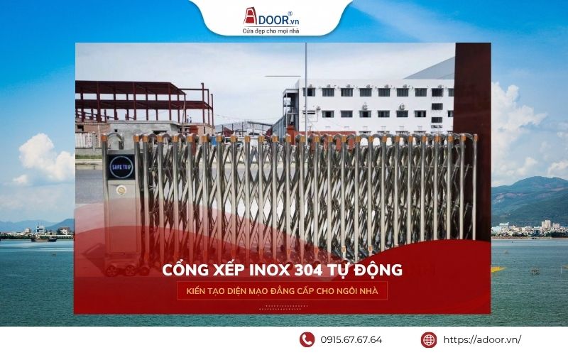 Cổng xếp inox 304 tự động