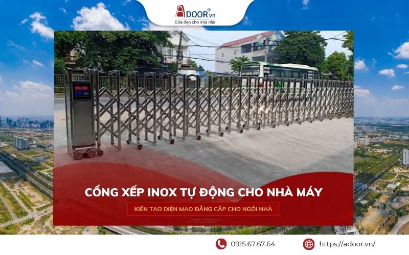 Cổng xếp tự động Bình Dương lắp đặt thực tế, phù hợp với nhu cầu sử dụng của từng công trình.