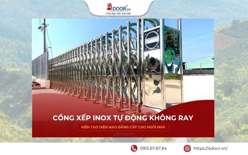 Mẫu cổng xếp không ray Adoor