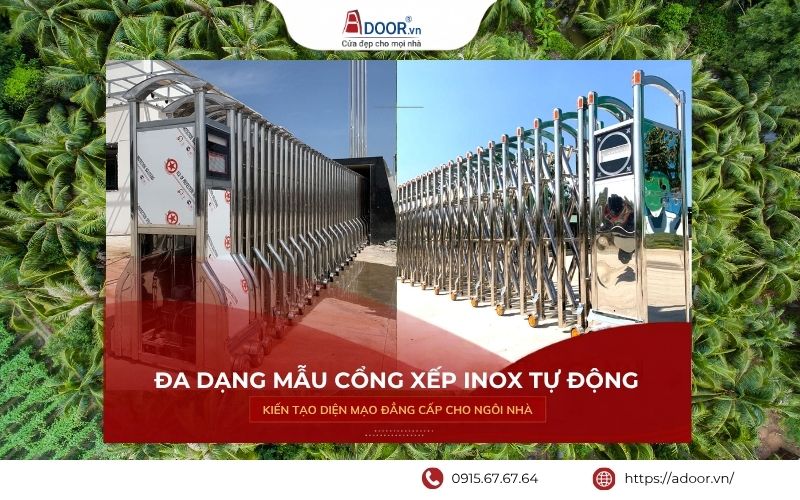 Đa dạng mẫu cổng xếp inox tự động