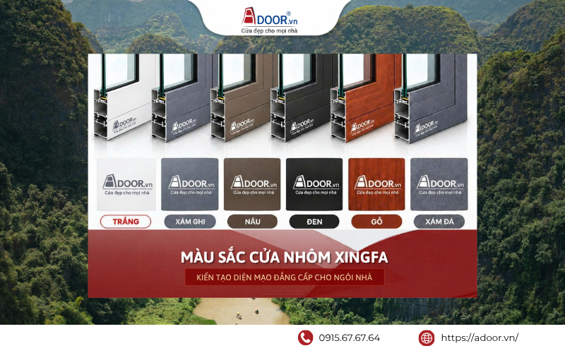 Các màu sắc cửa nhôm Xingfa Bắc Ninh Adoo