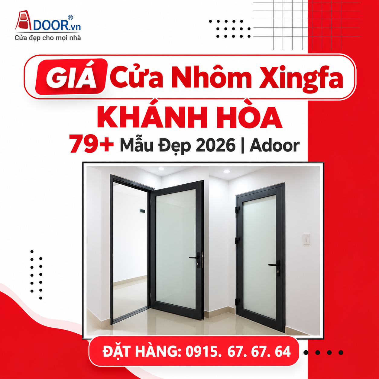 Giá cửa nhôm Xingfa Khánh Hòa 79+ mẫu đẹp Adoor