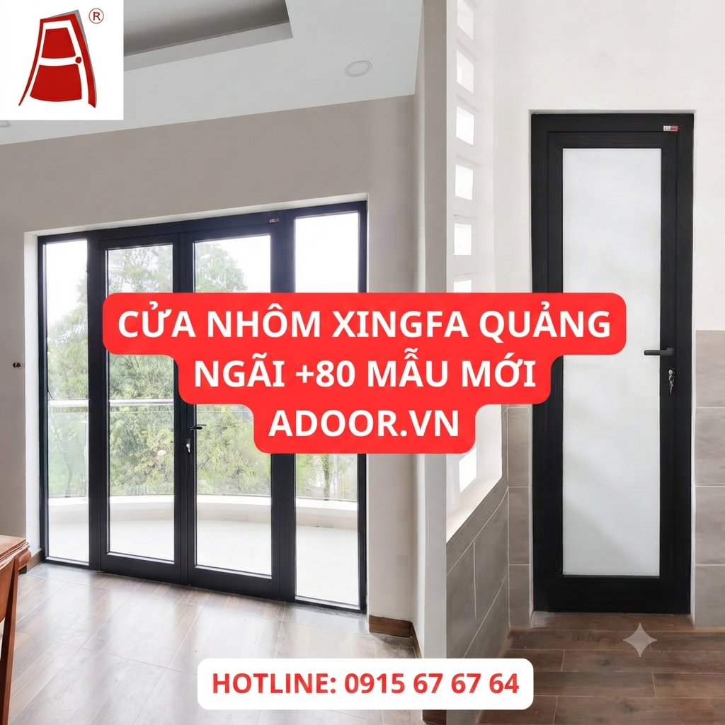 Cửa nhôm Xingfa Quảng Ngãi 80+ mẫu mới Adoor
