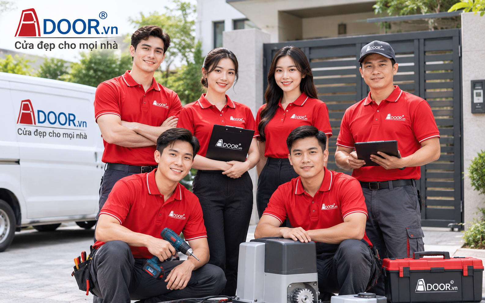  Cổng tự động tại Hà Nội - Đội ngũ tư vấn và kỹ thuật tại Hà Nội Adoor