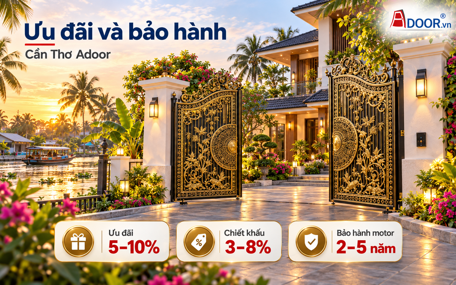Cổng tự động tại Cần Thơ – Ưu đãi và bảo hành Adoor 