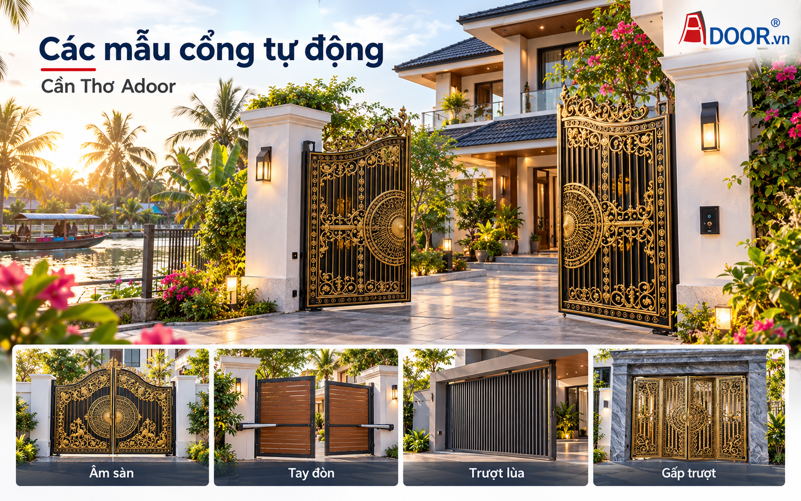 Cổng tự động tại An Giang – Các mẫu cổng hiện đại cho nhà phố và biệt thự