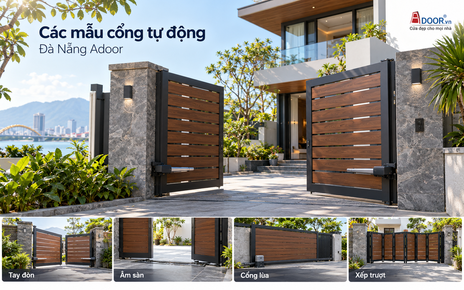 Cổng tự động tại Đà Nẵng – 4 mẫu cổng tự động Adoor