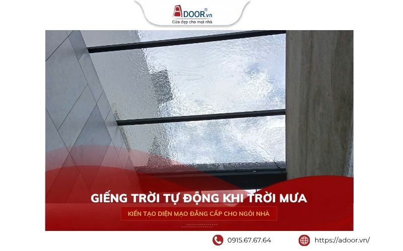giếng trời tự động khi trời mưa