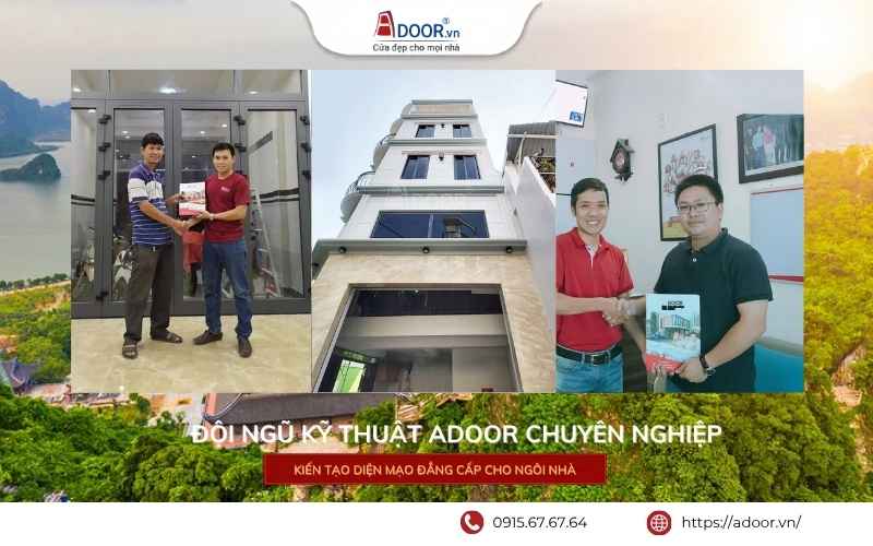Đội ngũ kỹ thuật Adoor chuyên nghiệp, thi công chính xác.